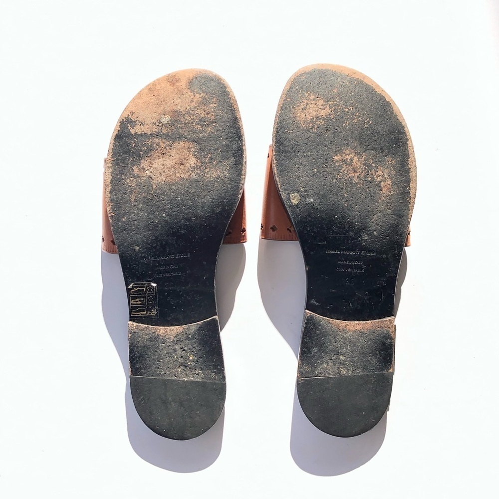 Isabel Marant Etoile Jiany Cognac Cut Out Leather Slide Sandals 38 - Picture 13 of 13